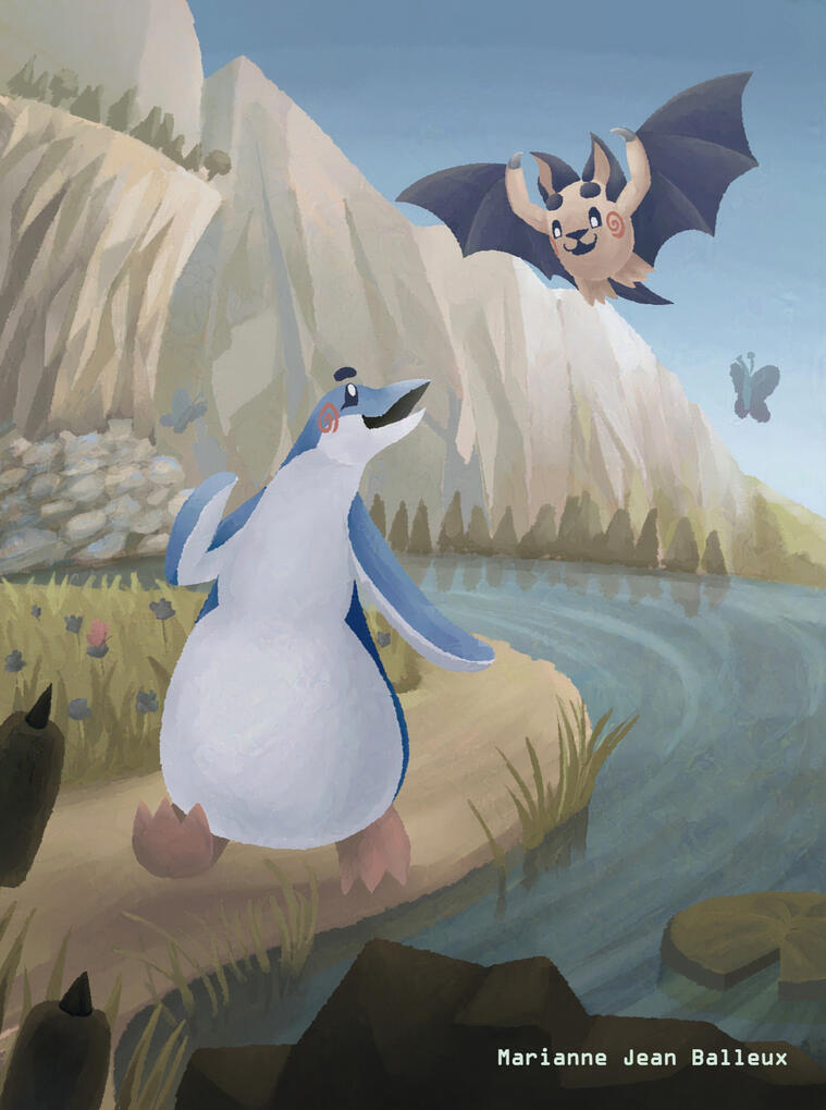 Poster for the short film &quot;Amitié entre ailes&quot;. Made with Procreate.