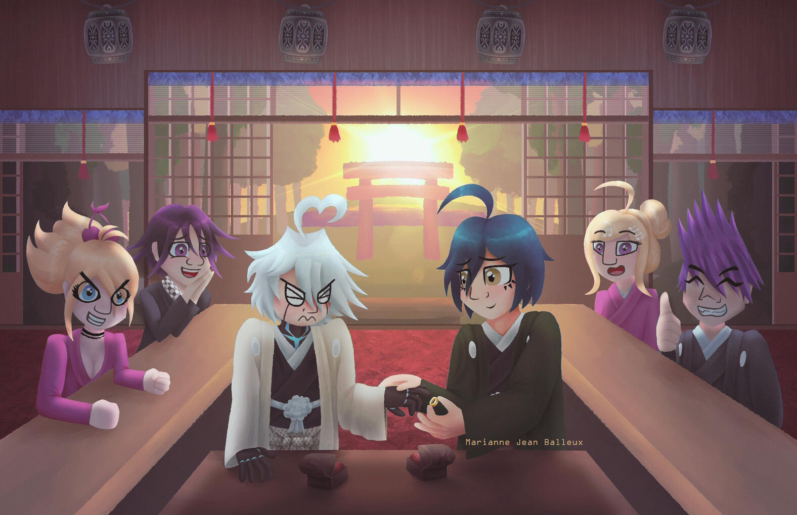 &quot;A Saiibo Wedding&quot; Made for the &quot;You&#39;re Invited... to a Danganronpa Wedding Zine&quot; Inspired by Danganronpa V3: Killing Harmony (2017). Made with Procreate.