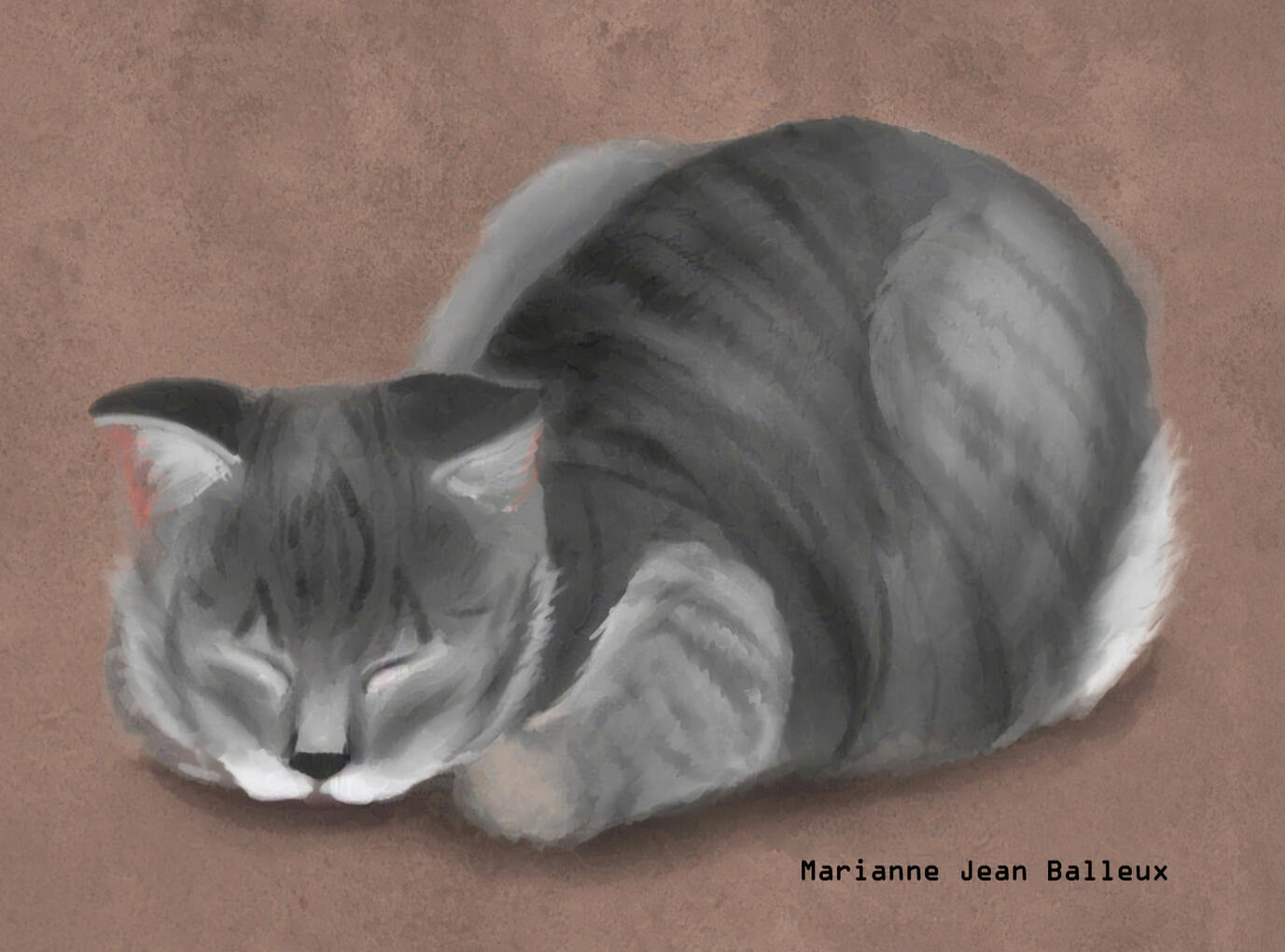 Study of a sleeping cat. Made with Procreate.