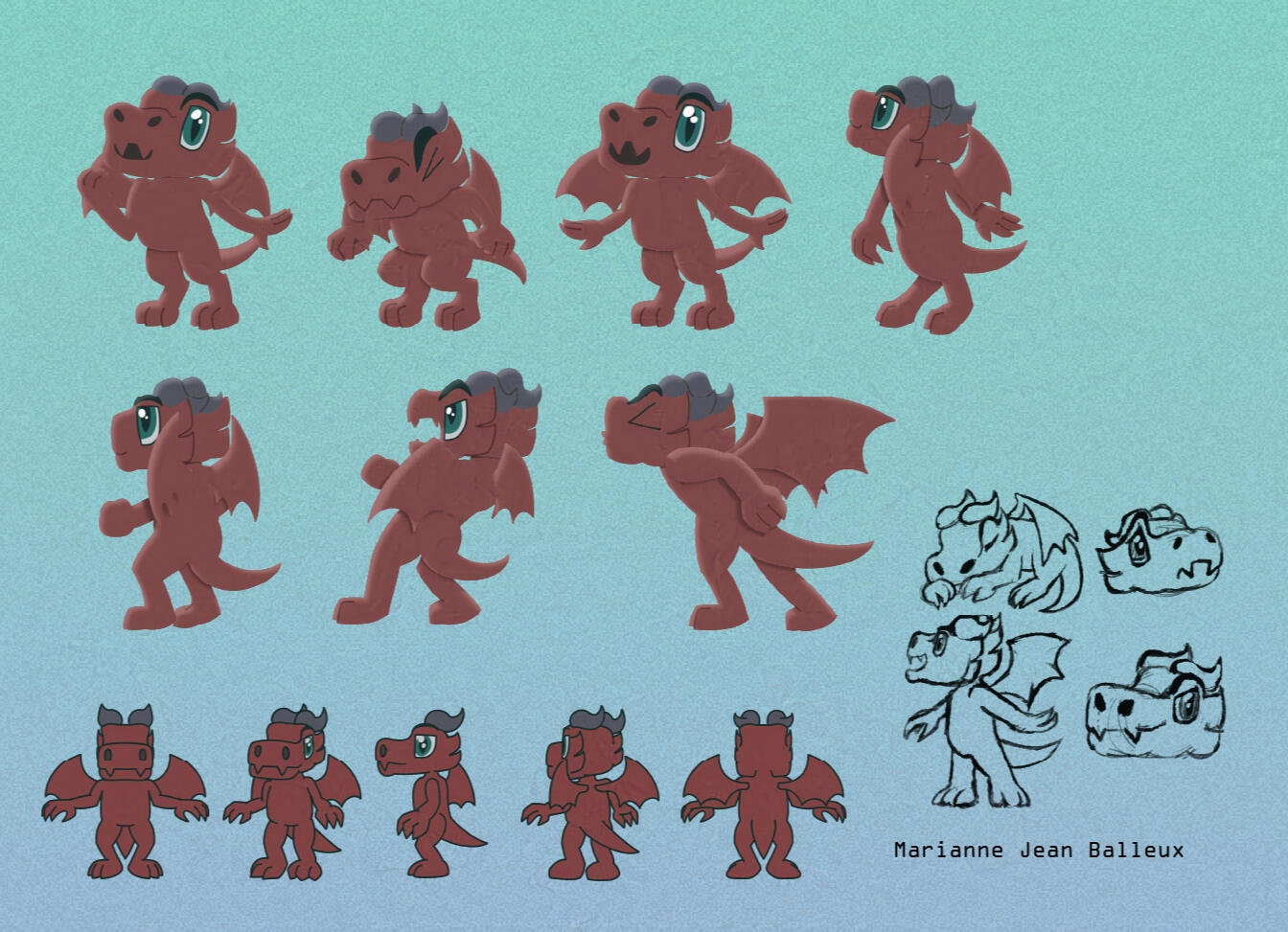 Dragon character design and poses. Made with Toon Boom Harmony.